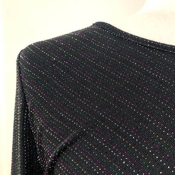 Modcloth Shimmer On Show Dress Long Sleeve Tulip Skirt Dress Black - Picture 6 of 13